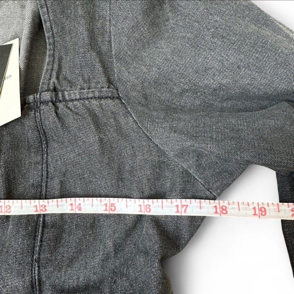 Square Neck Dark Wash Tiered Long Sleeve Denim Dress L - Picture 7 of 9